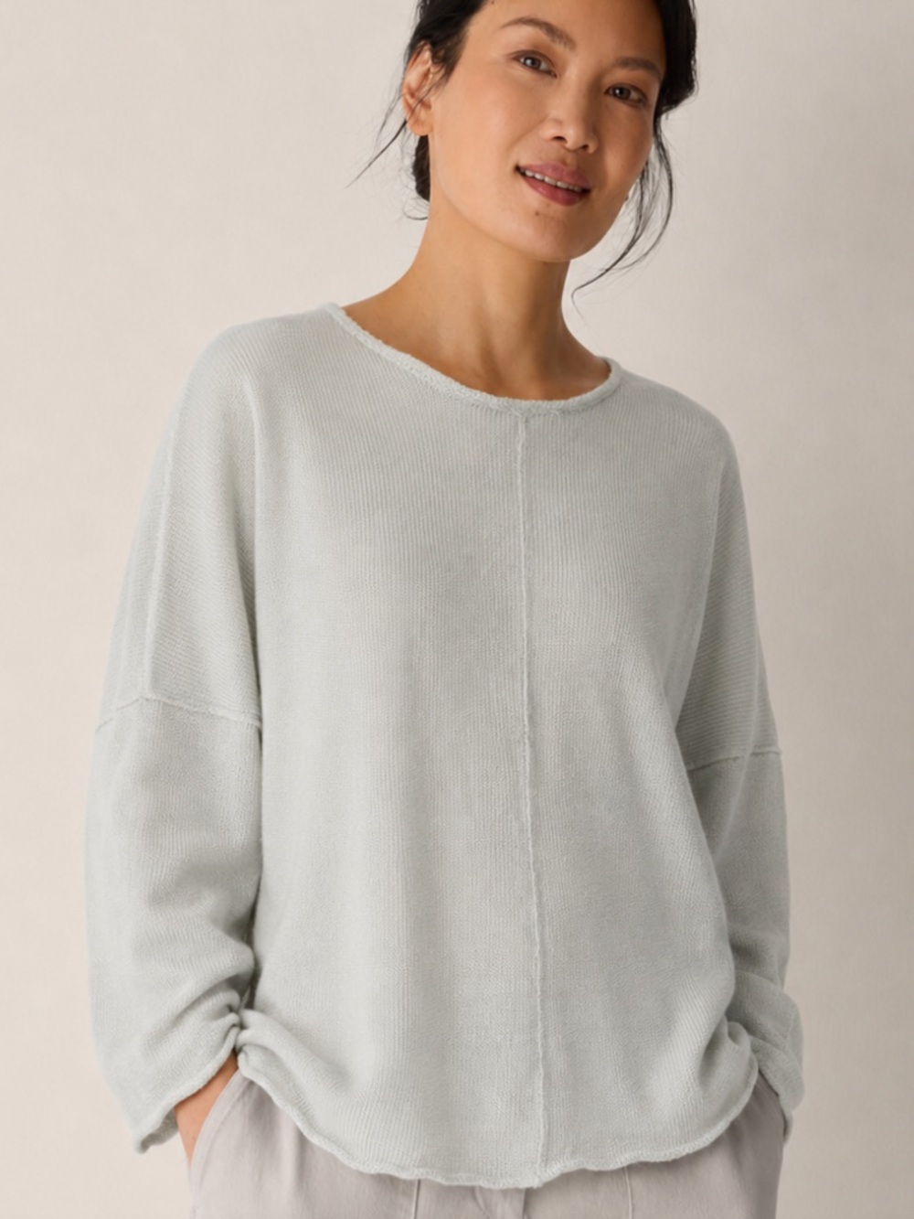 ESKANDER Light Sage Crewneck Knit Sweater